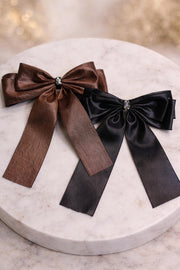 Faux leather Ribbon Bow Clip