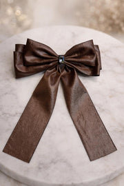 Faux leather Ribbon Bow Clip