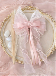 Blush Lace Ribbon Bow Clip