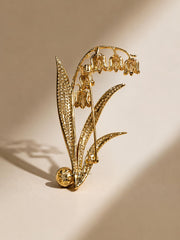 Golden Lily Pearl Crystal Brooch