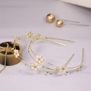 Double-Lined White Floral Headband
