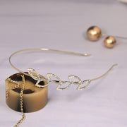 Side Leaf Pearl & Crystal Headband