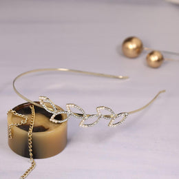 Side Leaf Pearl & Crystal Headband