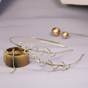 Side Leaf Pearl & Crystal Headband