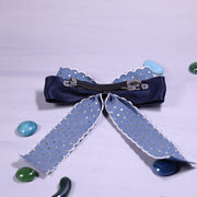 Denim Polka Dot Bow Barrette Clip