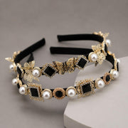 Noir Luxe Pearl & Crystal Embellished Hairband