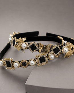 Noir Luxe Pearl & Crystal Embellished Hairband