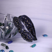 Denim Movable Bow Hairband With Golden Stars
