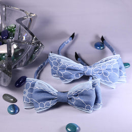 Victorian Top Bow  Denim Hairband