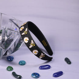 Denim Bee-Floral Headband