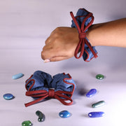 Denim Ruffle Hair Tie With Bow