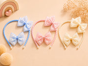 Elegant Pearl Bow Kids Headband Set