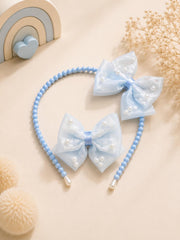Elegant Pearl Bow Kids Headband Set