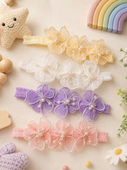 Pastel Blossom Pearl Baby Headband Set