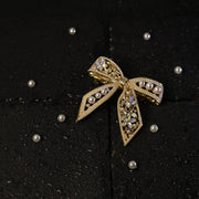 Golden Pearl & Crystal Bow Hair Clip