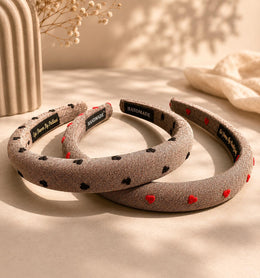 Embroidered Heart Padded Hairbands