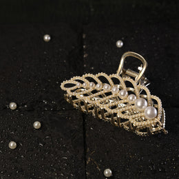 Pearl & Crystal Butterfly Hair Clutcher / Claw
