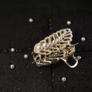 Pearl & Crystal Butterfly Hair Clutcher / Claw