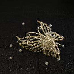 Pearl & Crystal Butterfly Hair Clutcher / Claw