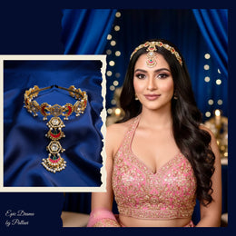 Royal kundan Mathapatti headband with statement chaand tikka