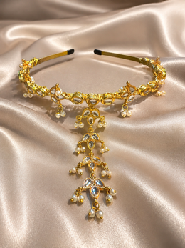 The Kundan Polki Leaf Mathapatti